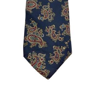VTG Bert Pulitzer Navy Paisley Silk Necktie USA Made Classic Preppy Mens Dress